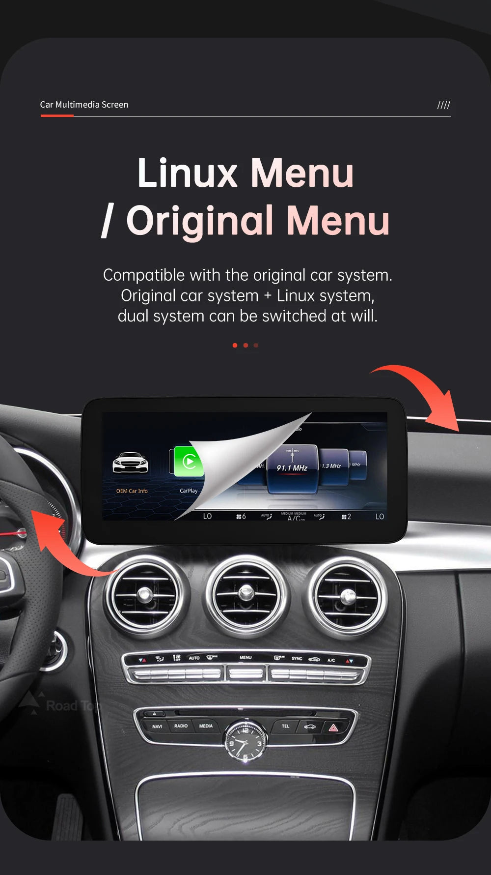 Mercedes-Benz NTG5.0 Wireless CarPlay & Android Auto Screen