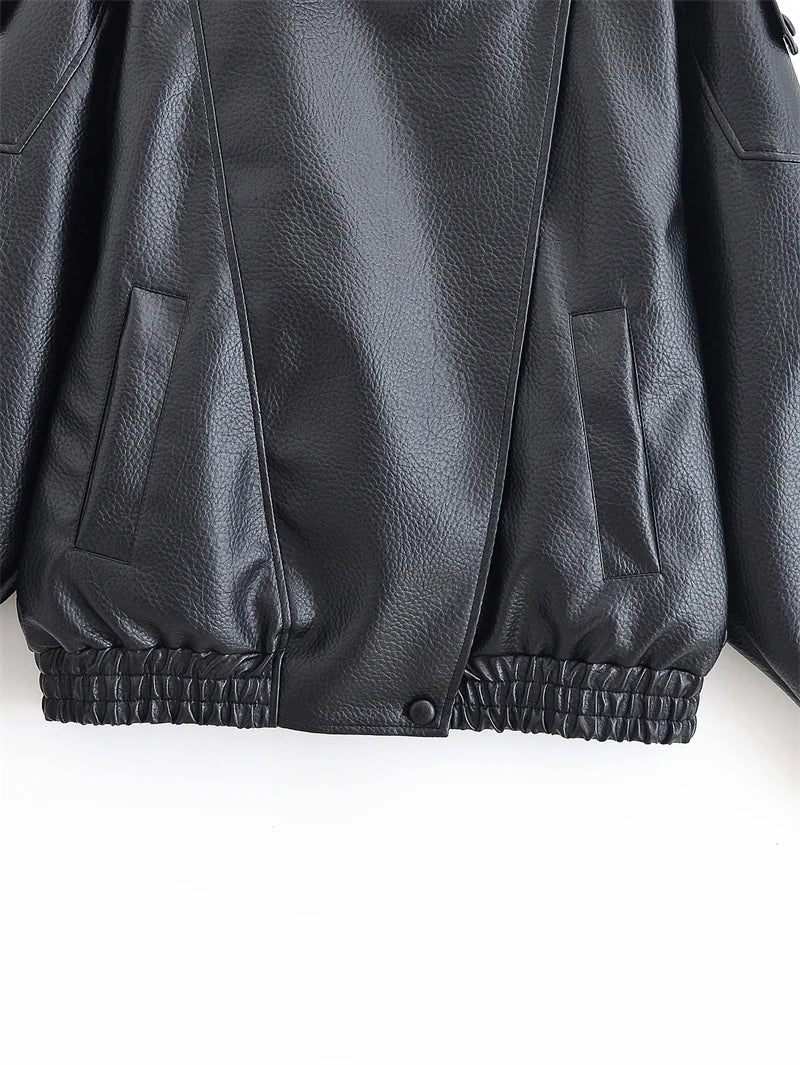 Women’s Black Moto Faux Leather Jacket