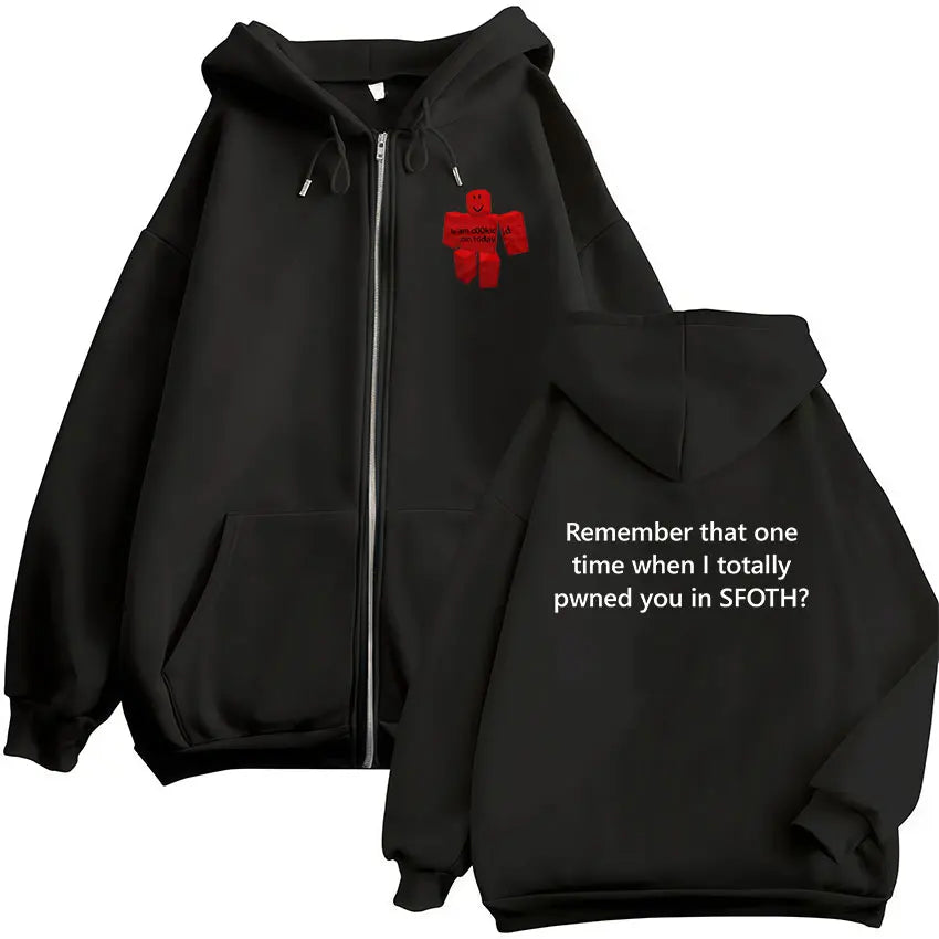 Blame John Meme Oversized Zip-Up Hoodie