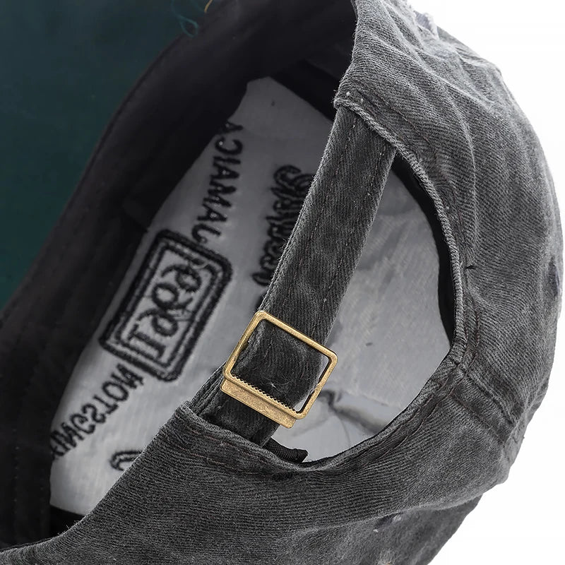 Washed Cotton Baseball Cap with Letter Detail