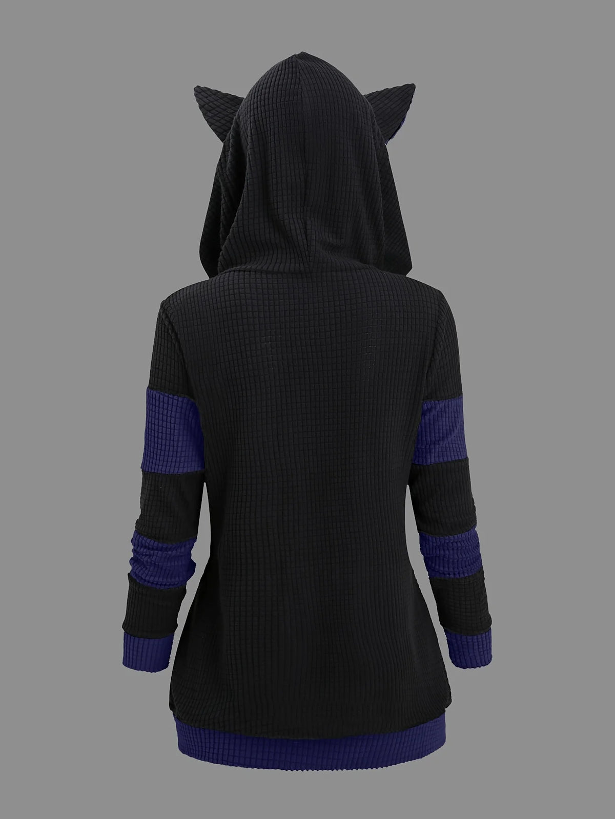 Women's Cat Ear Colorblock Zip-Up Hoodie