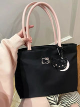 Large-capacity Tote Bag with Kitty embroidery, lightweight Underarm Handbag for Women, Cute and Exquisite, Suitable for Young Gi