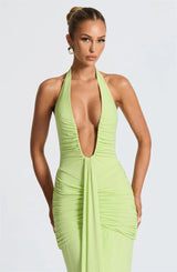 Elegant Deep V-Neck Halter Maxi Dress