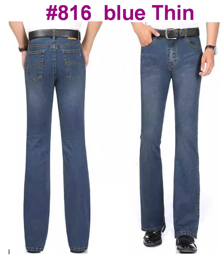 Men's Mid-Rise Flare Jeans | Slim Fit Denim Trousers