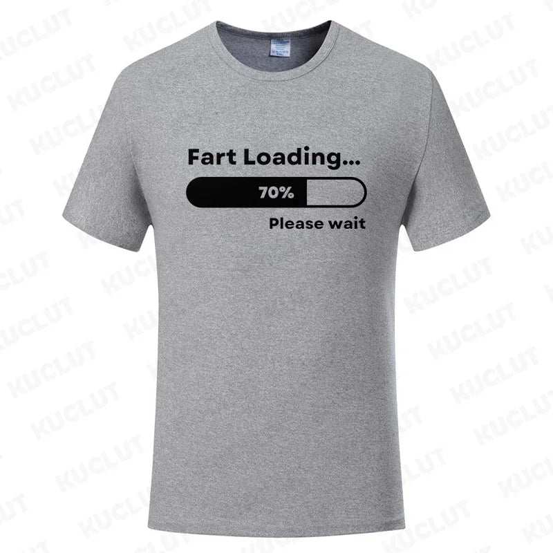 Huge Fart Loading Men's T-shirt Humor Tee Joke Gag Tshirt for Dad Gifts Guys Male Clothes Short Sleeve Tees Funny Graphic Tops