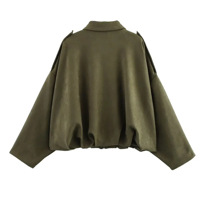 ETJ Women's Suede Lapel Shoulder Jacket – Spring 2026