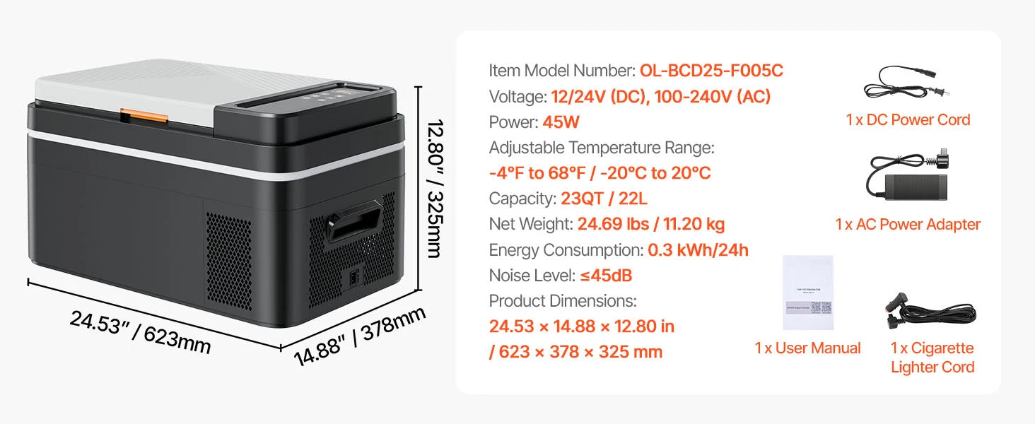 Succebuy 15-55L Portable Cooler Electric Compressor 12V/24V DC 110-240V AC Freezer Refrigerator for Home