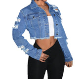 Vintage Distressed Denim Jacket – Short Autumn Streetwear Coat (USA Made)