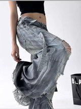 Women's Wide-Leg Distressed Jeans | High Street Style