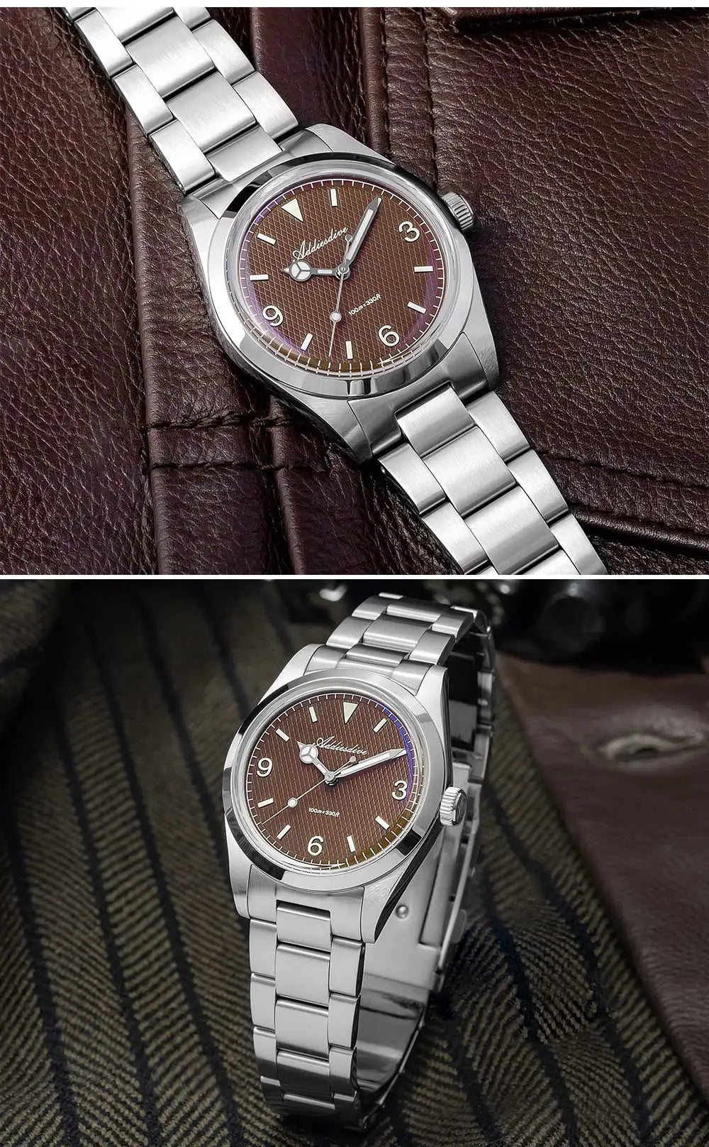 ADDIESDIVE 36mm Men Watch Luxury 200m Waterproof Super Luminous Bubble Glass Stainless Steel Wrist Watch Quartz Watches For Men