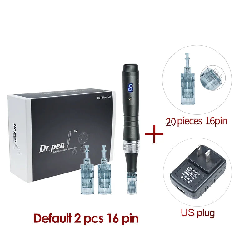 Dr pen Ultima M8 With 22 Cartridge Wireless MTS Derma Microneedle Pen Kit Professionals Use Beauty Machine Needle length 0.25 mm