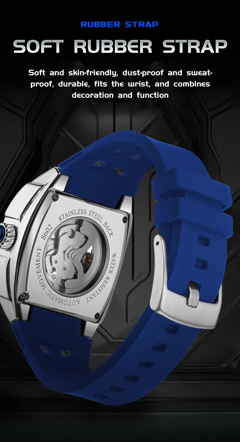 Luxury Automatic Skeleton Watch – Waterproof Silicone Sport Wristwatch