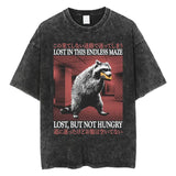 The Horrors Are Never Ending Yet I Remain Silly T-shirt Funny Japanese Style Frog Retro Washed T Shirt Men's Oversized Tees Tops