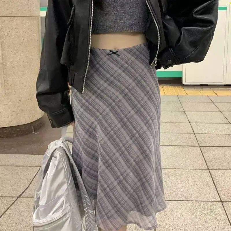 Vintage High-Waist Pleated A-Line Skirt