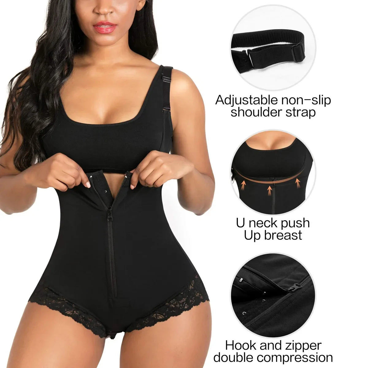 USA-Made Colombian Body Shaper | Lace Tummy Control Bodysuit & Waist Traine