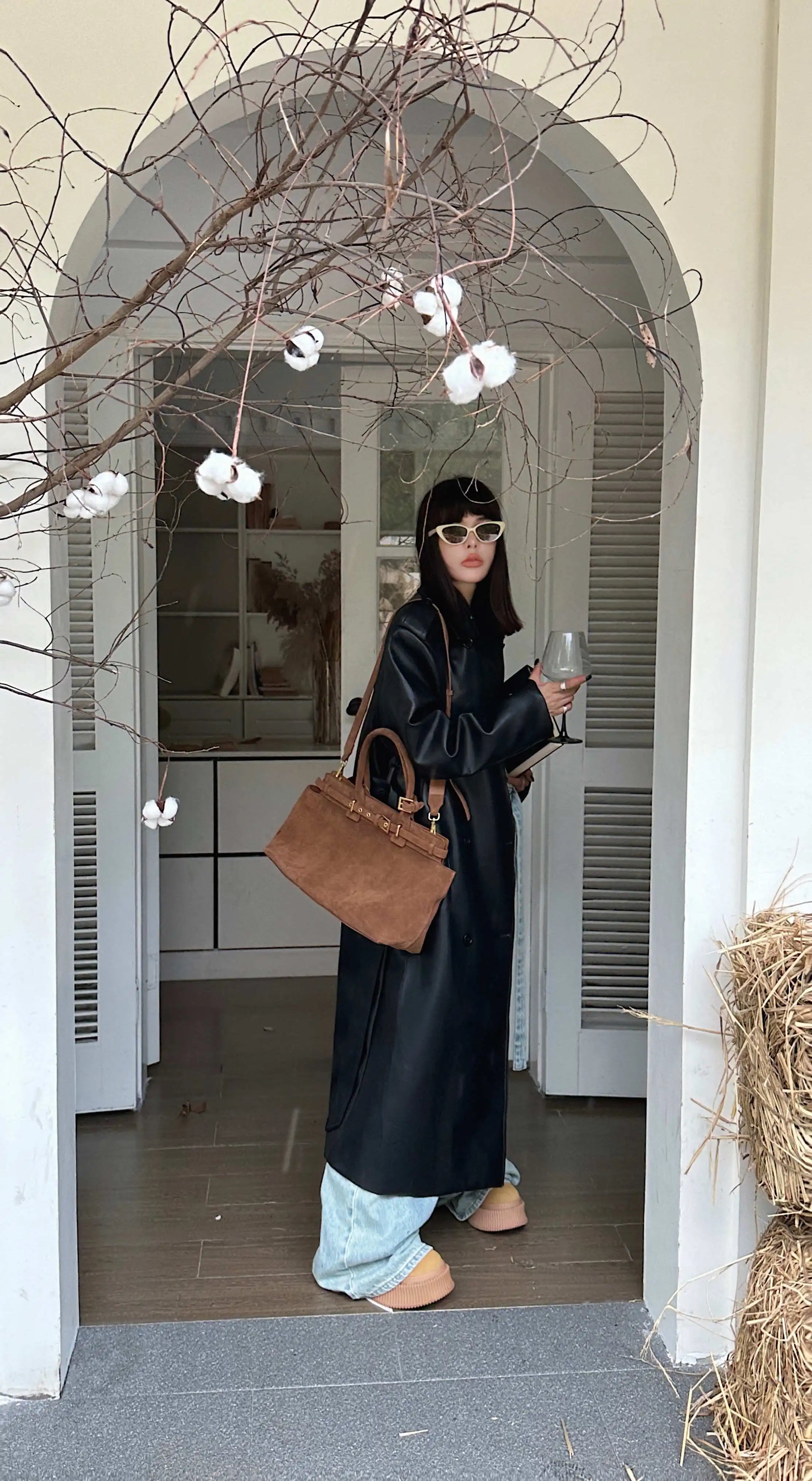 Motingsome 100% Natural Suede Bag Women Tote Luxury Designer Bags Roomy Casual Tote Crossbody Fashionable Handbag and Purses New