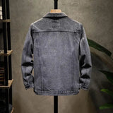 Trendy Workwear Casual Denim Jacket Thickened Fleece Lined Men's Clothing Versatile Jeans Outerwear for Youth