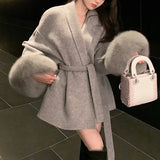 Fox Fur Trim Wool Overcoat