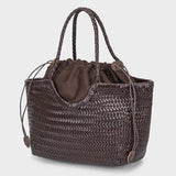 Genuine Leather Cowhide Tote Bags For Women Luxury Designer Handbag Purses 2025 New In Vintage Handmade Weave Underarm Shoulder