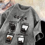 Retro Cat Graphic Cotton Tee – Unisex Harajuku Style