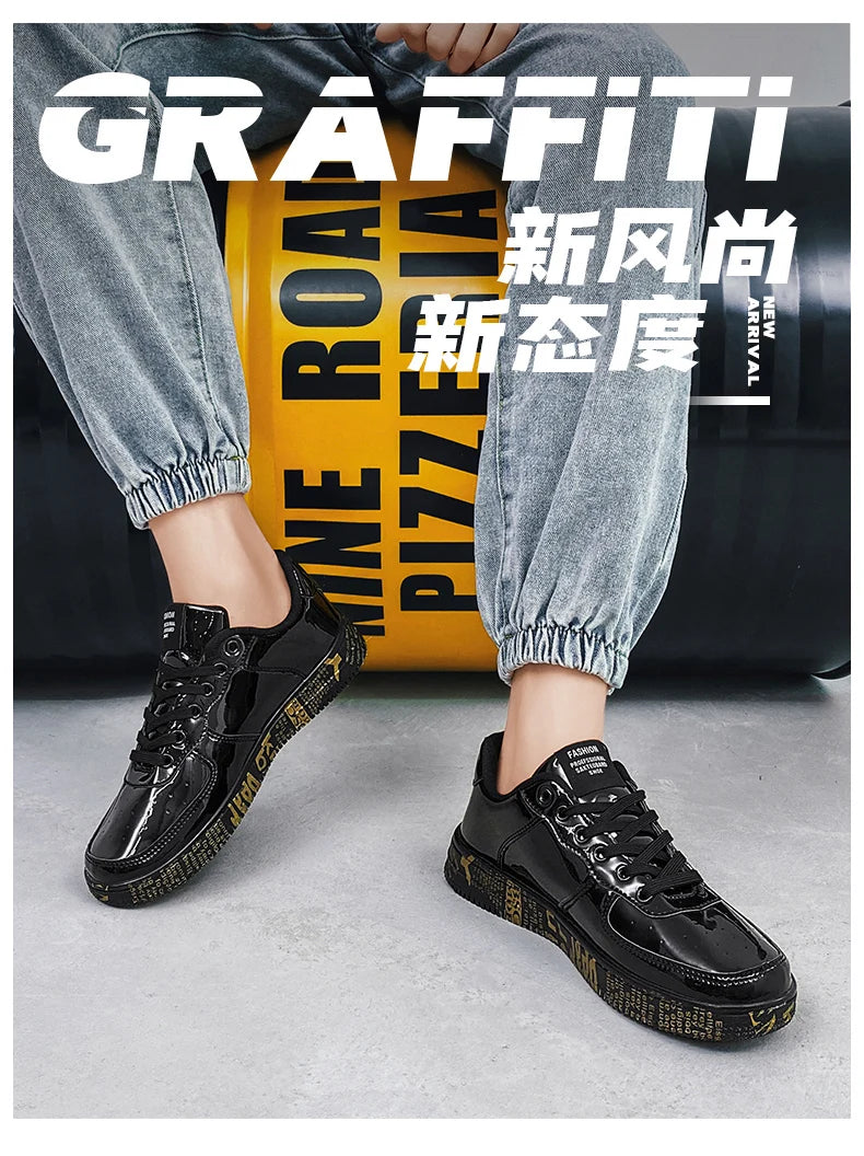 Men's Glitter Lace-Up Streetwear Sneakers