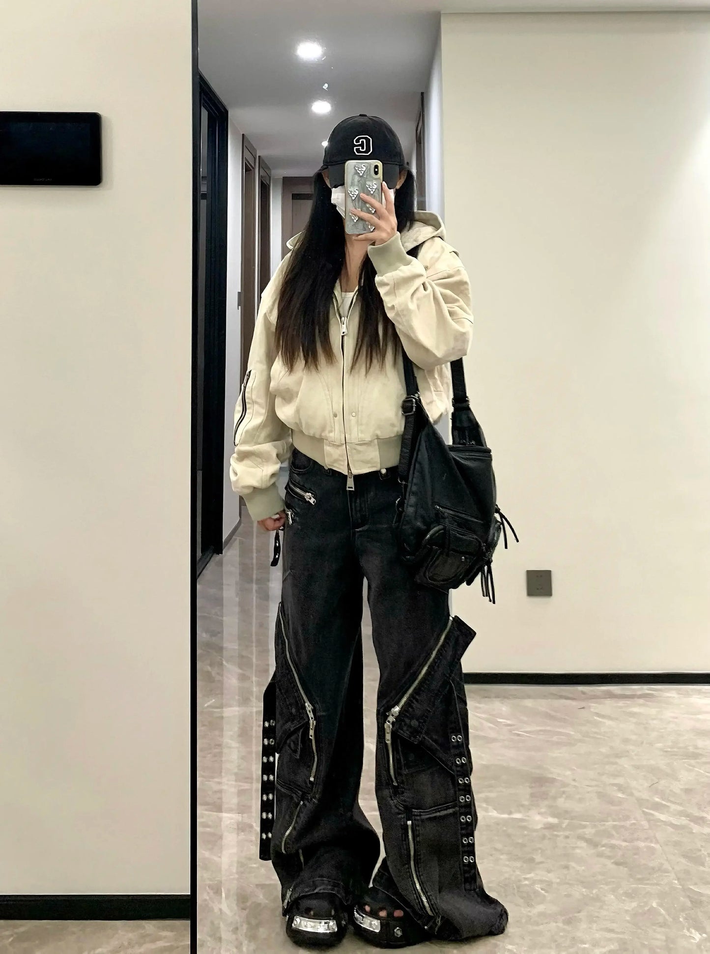 Gothic Punk Wide-Leg Cargo Jeans | Y2K Baggy Denim