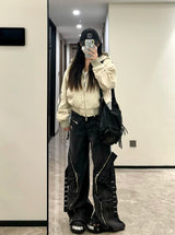 Gothic Punk Wide-Leg Cargo Jeans | Y2K Baggy Denim