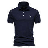 AIOPESON Embroidered Cotton Polo Shirt for Men