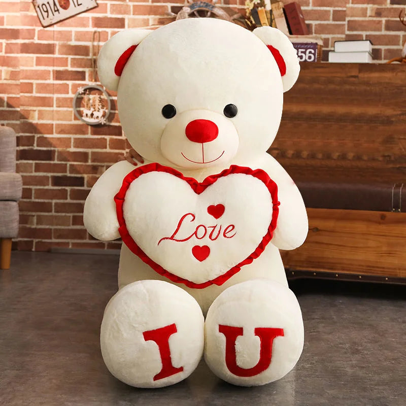 100cm Big I LOVE YOU Bear Plush Toy Lovely Huge Stuffed Soft Bear Doll Lover Bear Adult Toys Birthday Gifts For Girlfriends