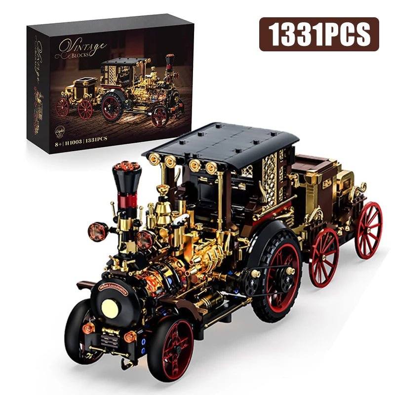 1331-Piece Vintage Steam Car Building Block Set