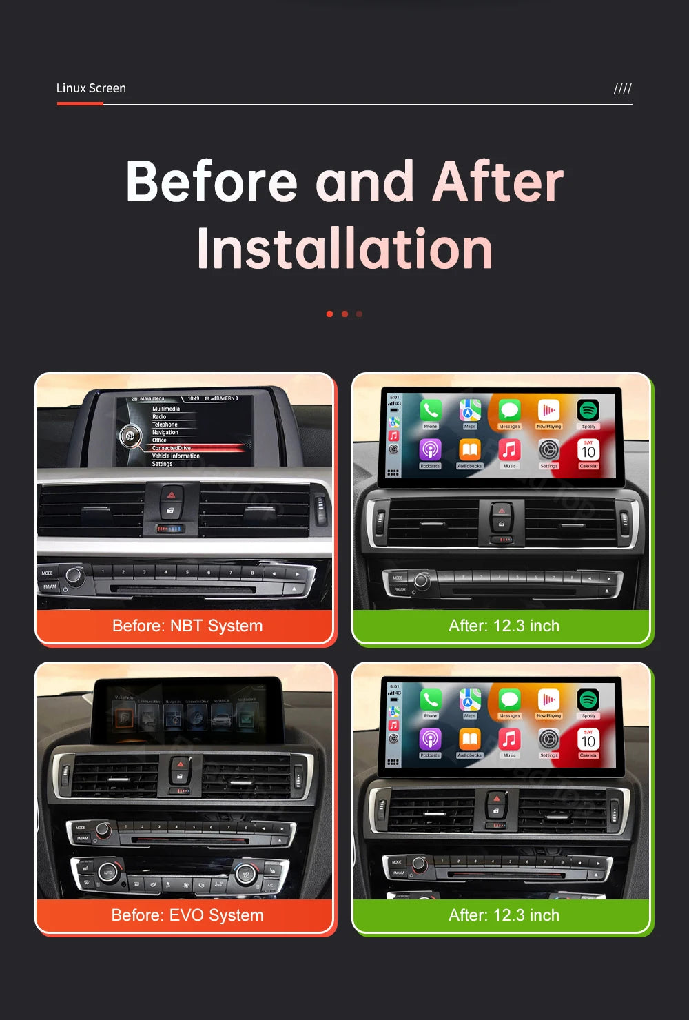 12.3" BMW F30/F36 CarPlay & Android Auto Screen Upgrade