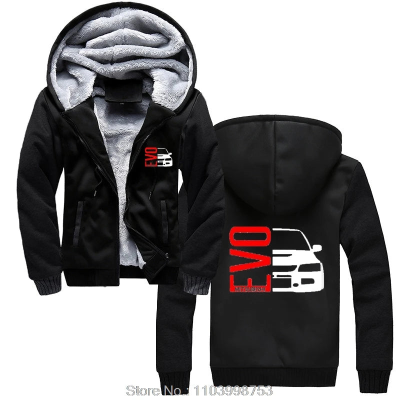 Winter Hoodie Cotton Male Casual Letters EVO 8 9 VIII IX Lancer Evolution Graphic Fashion zip up Jacket Hoody Unisex Tops coats