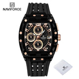 Men's Sport Chronograph – Waterproof Silicone Strap Tonneau Watch