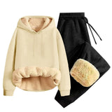 Men’s Thickened Lamb Velvet Hoodie Set