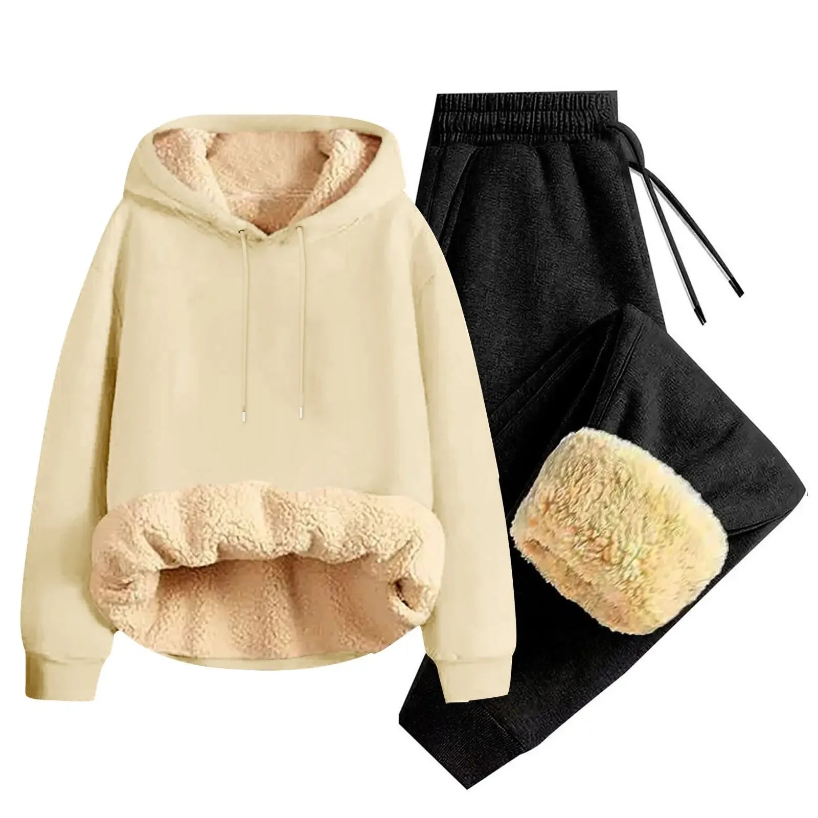 Men’s Thickened Lamb Velvet Hoodie Set