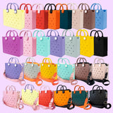 Fashion Storage EVA Large Leather Shoulder Bag Beach Tote Travel Handbag Storage for Women Casual Waterproof Bag Hole Fit Charms