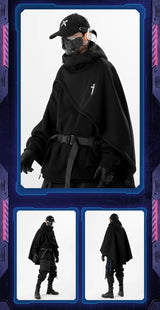 Oversized High-Collar Techwear Pullover Hoodie