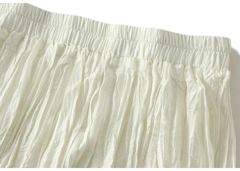Women's Pleated Maxi Skirt – Elegant A-Line Beach Style