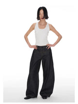 Vintage Baggy Low Waist Jeans Women Y2K Wide Leg Pants Oversized Harajuku White Lace Straight Leg Jeans