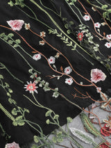 Tonval Floral Embroidered Mesh Midi Skirt – Elegant & Vintage