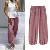 Women's Plaid Drawstring Lantern Pants