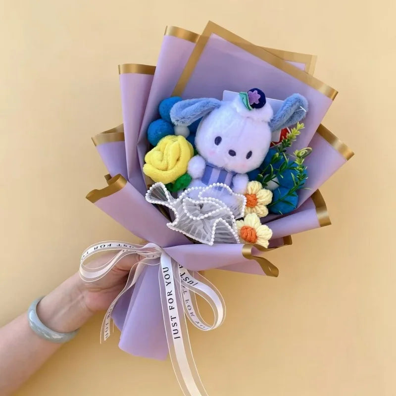 Genuine Sanrio Characters Plush Toys With Artificial Flowers Creative Handmade Bouquets Christmas Birthday New Year Gift