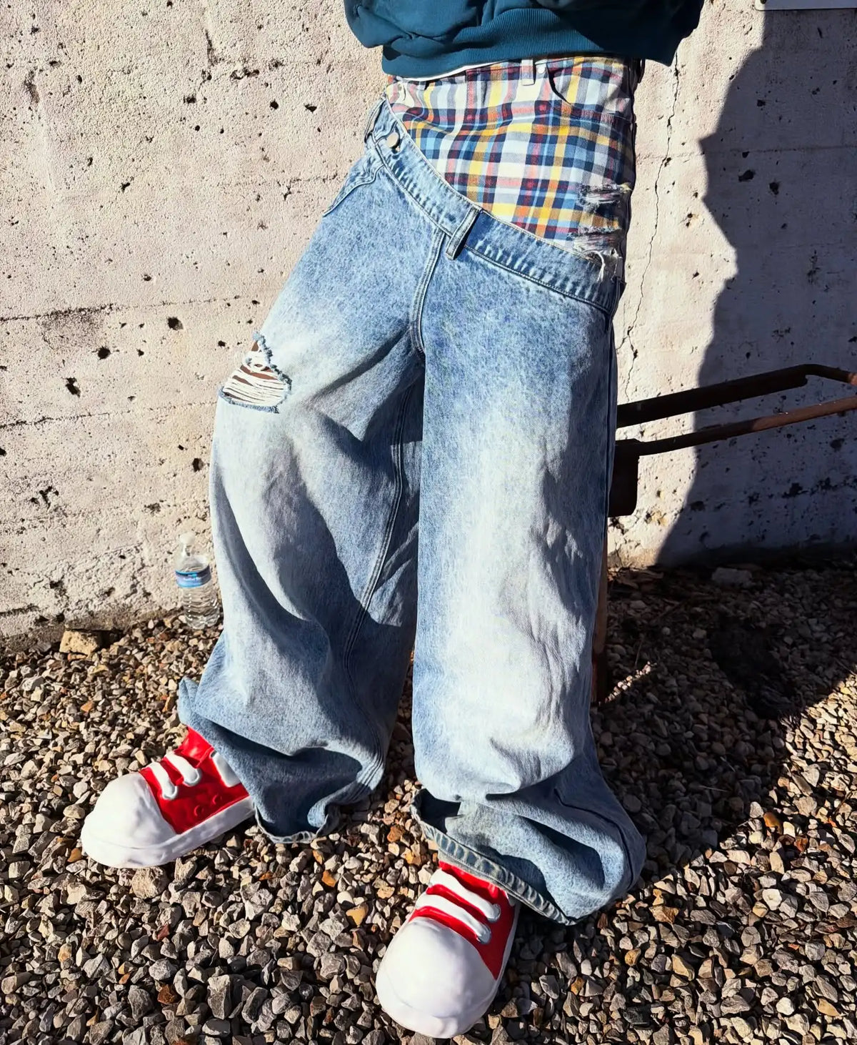 Unisex Y2K Plaid Baggy Jeans
