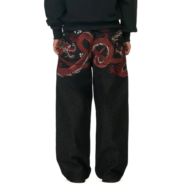 Dragon Embroidery Y2K Baggy Jeans