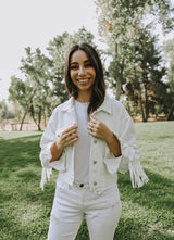 Custom Pearl & Rhinestone Bride Denim Jacket