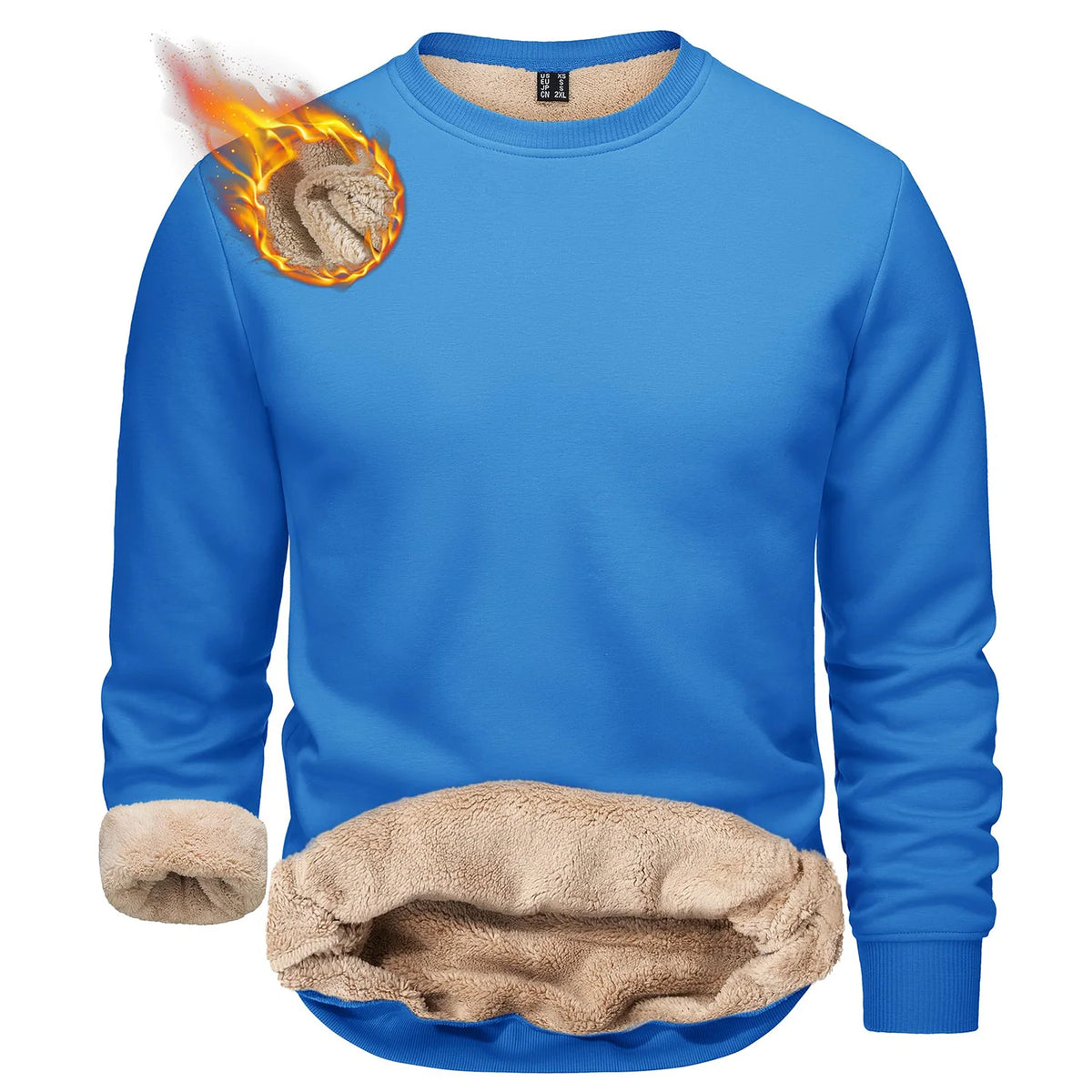 TACVASEN Winter Thicken Fleece Crewneck Sweatshirt Mens Warm Sherpa Lined Heavy Winter Pullover Basic Tops Shirts No Hood Hoodie