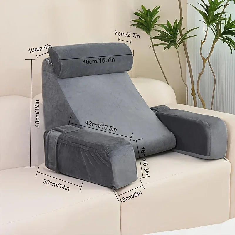 Reading Pillow for Bed Extra Large Arm Rest Pillow Memory Foam Bed Rest Pillow for Reading TV Gaming Comfort Bed Chair Cushion