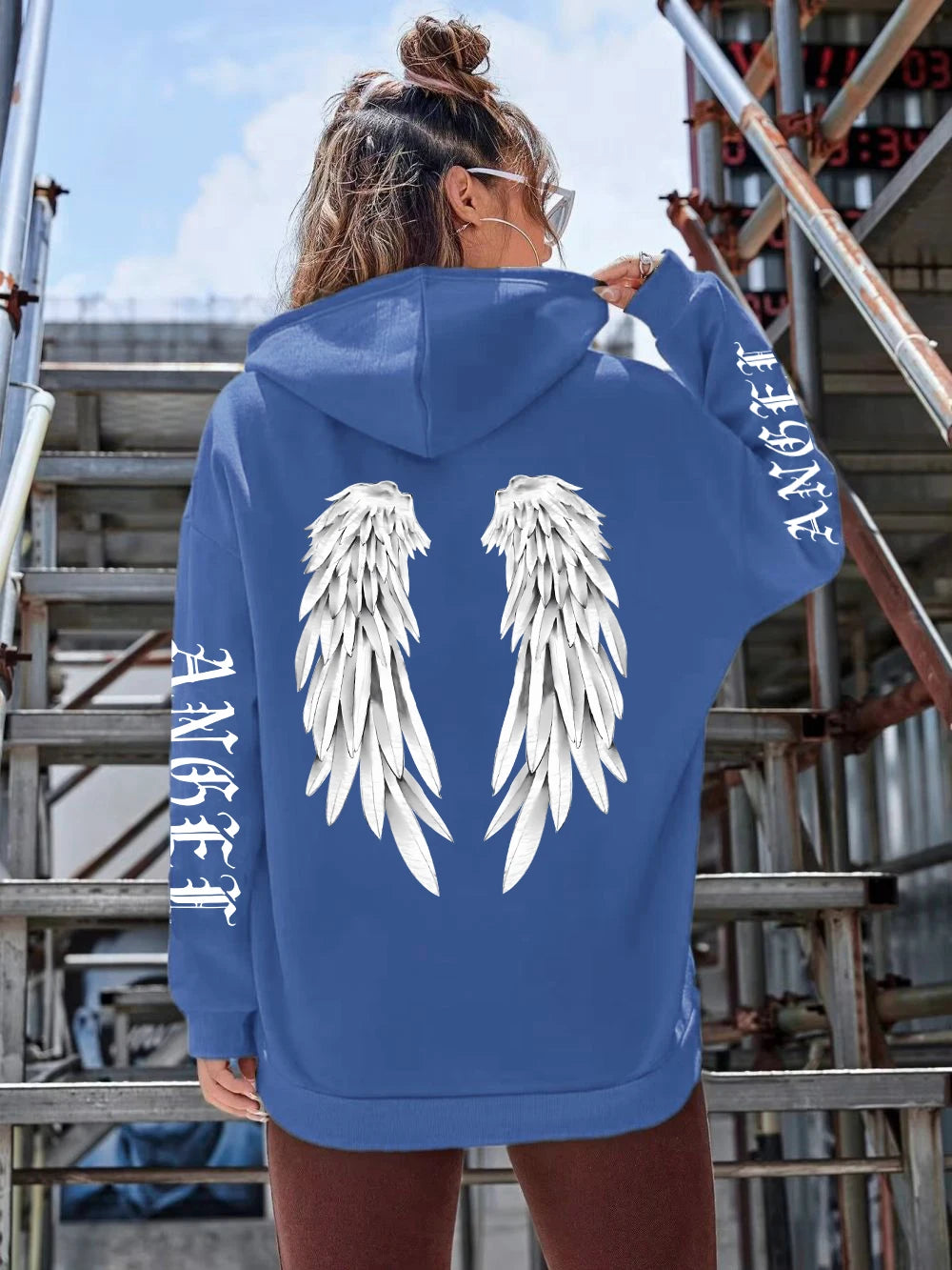 Angel Wings Oversized Graphic Hoodie