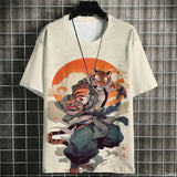 Japanese Samurai Cat Men's Anime T-Shirt – Summer 3D Print Tee