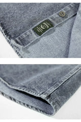 Retro American Washed Denim Jacket Loose Casual Long Sleeve Shirt for Men Autumn Fashion Urban Style Cotton Machine Washable